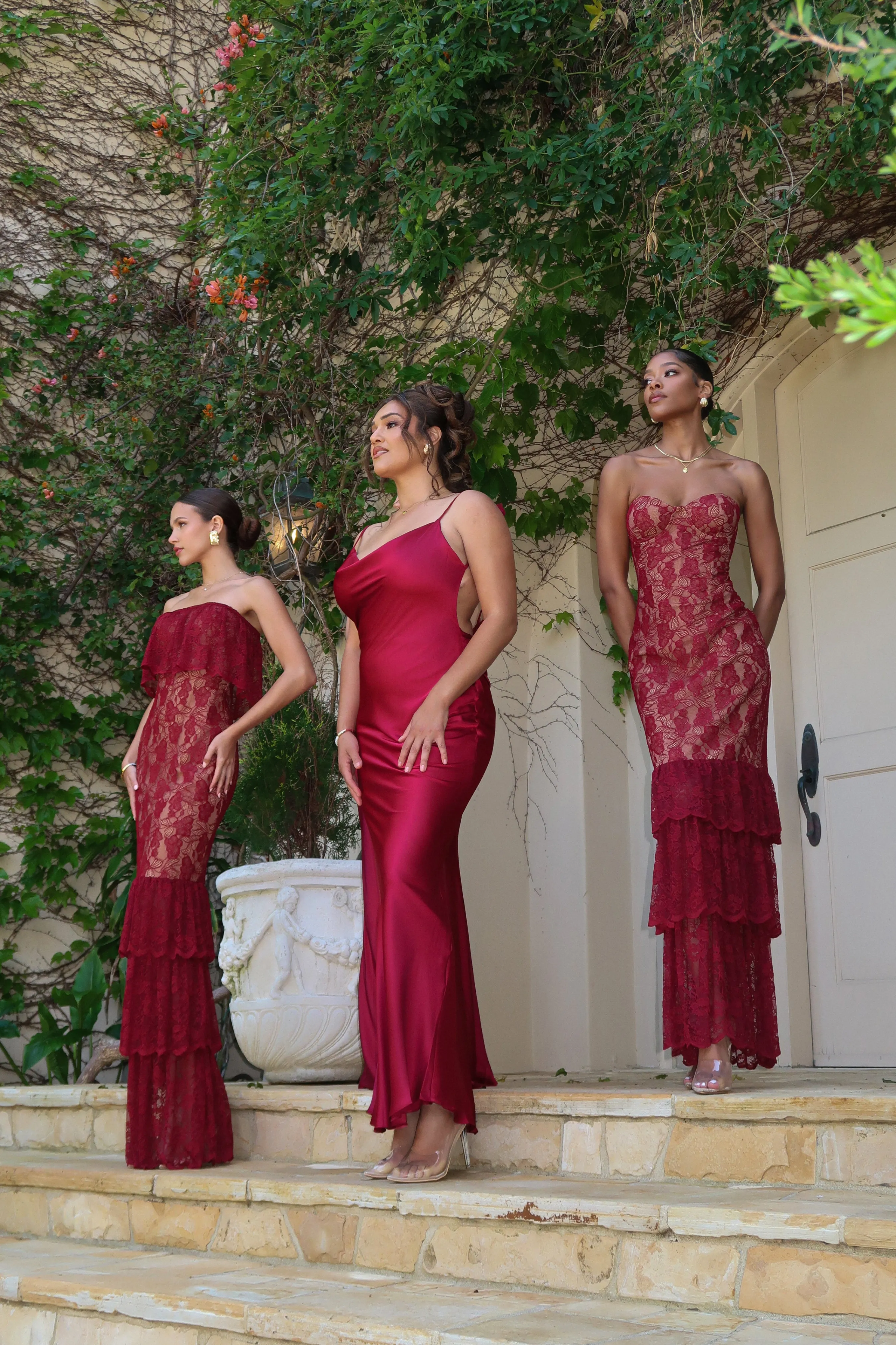 Red Down The Aisle Satin Gown