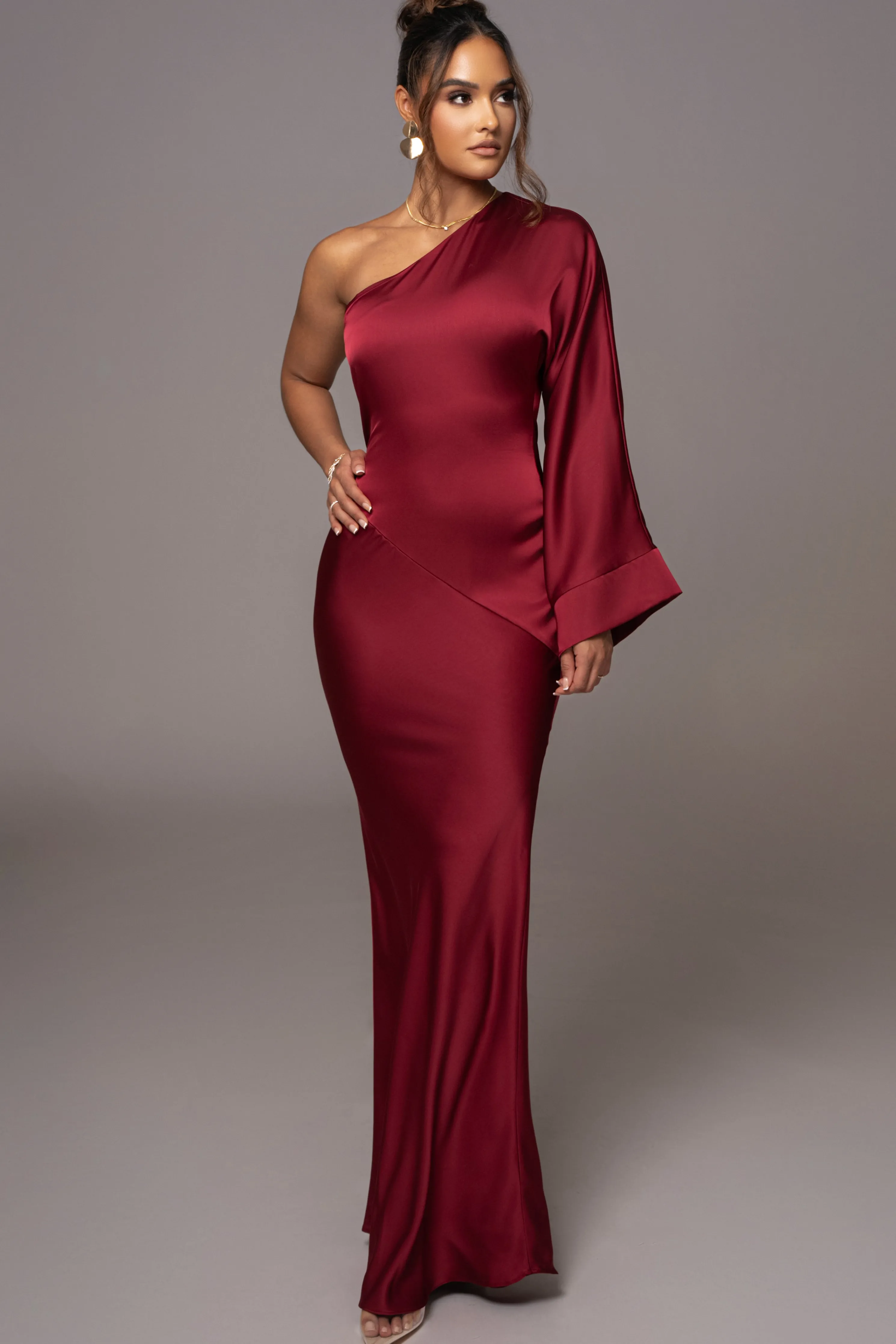 Red Femme Drape Maxi Dress