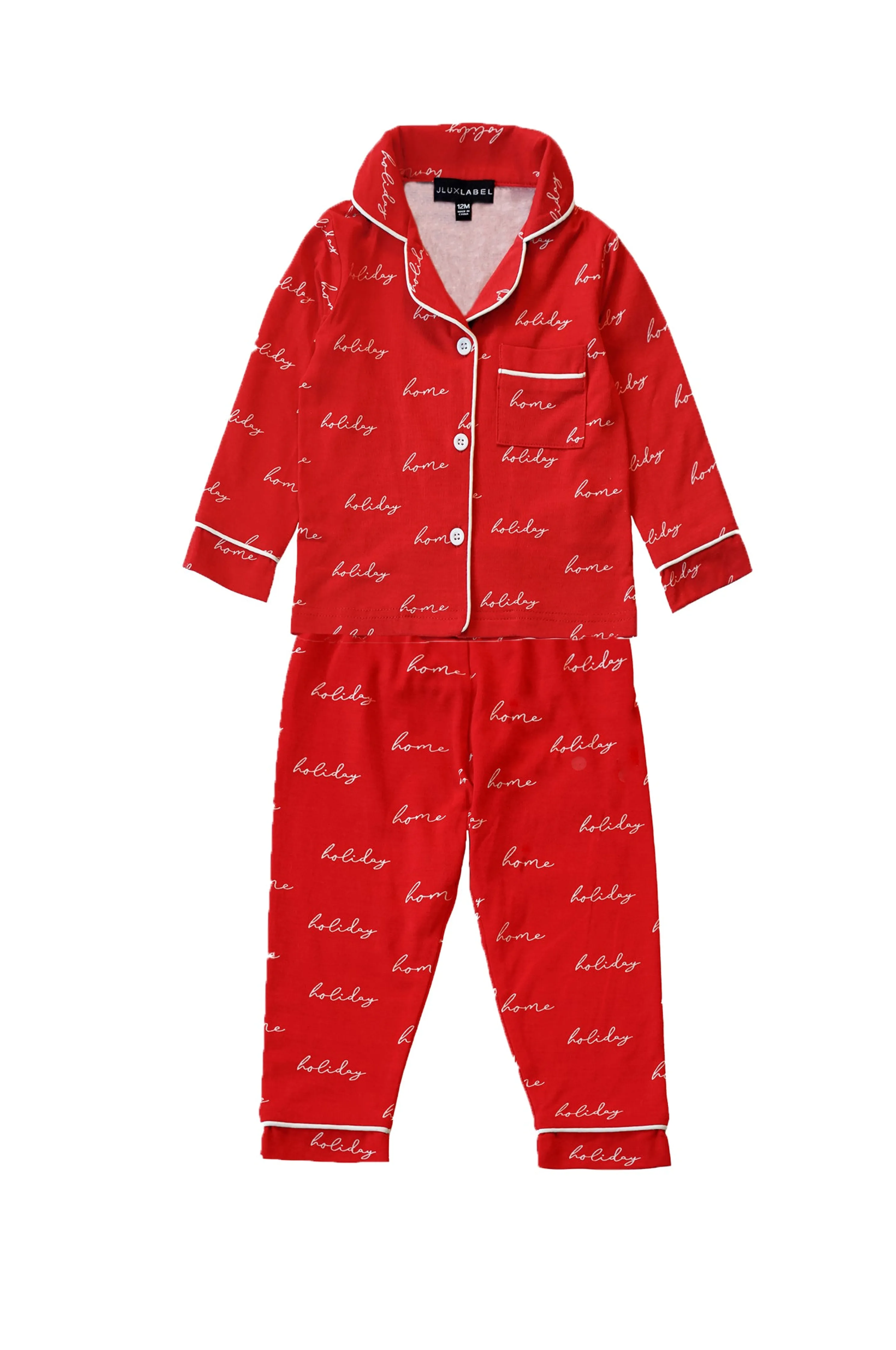 Red Home For The Holidays Kids Pajama Set