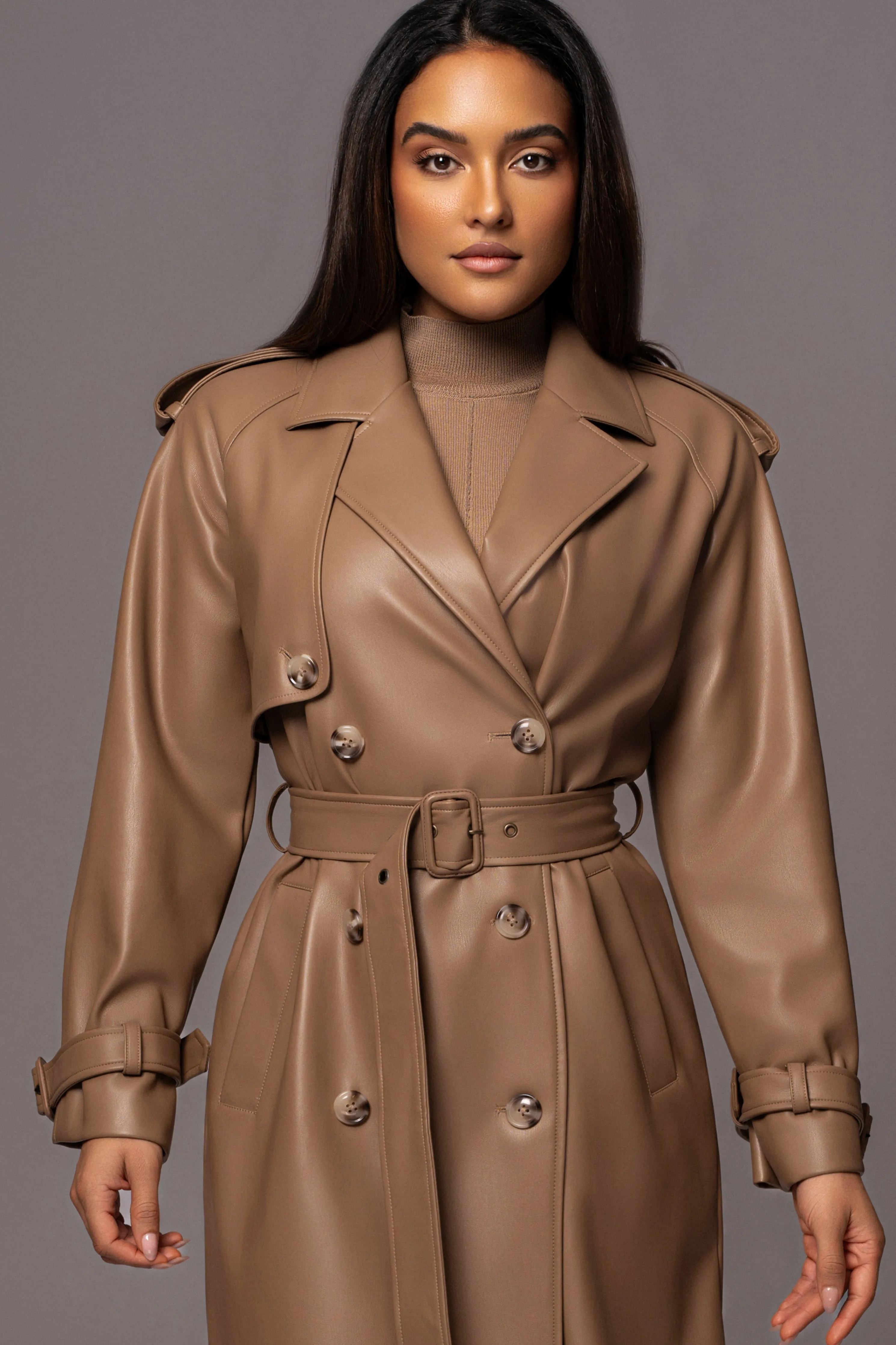Tan Odin Faux Leather Coat