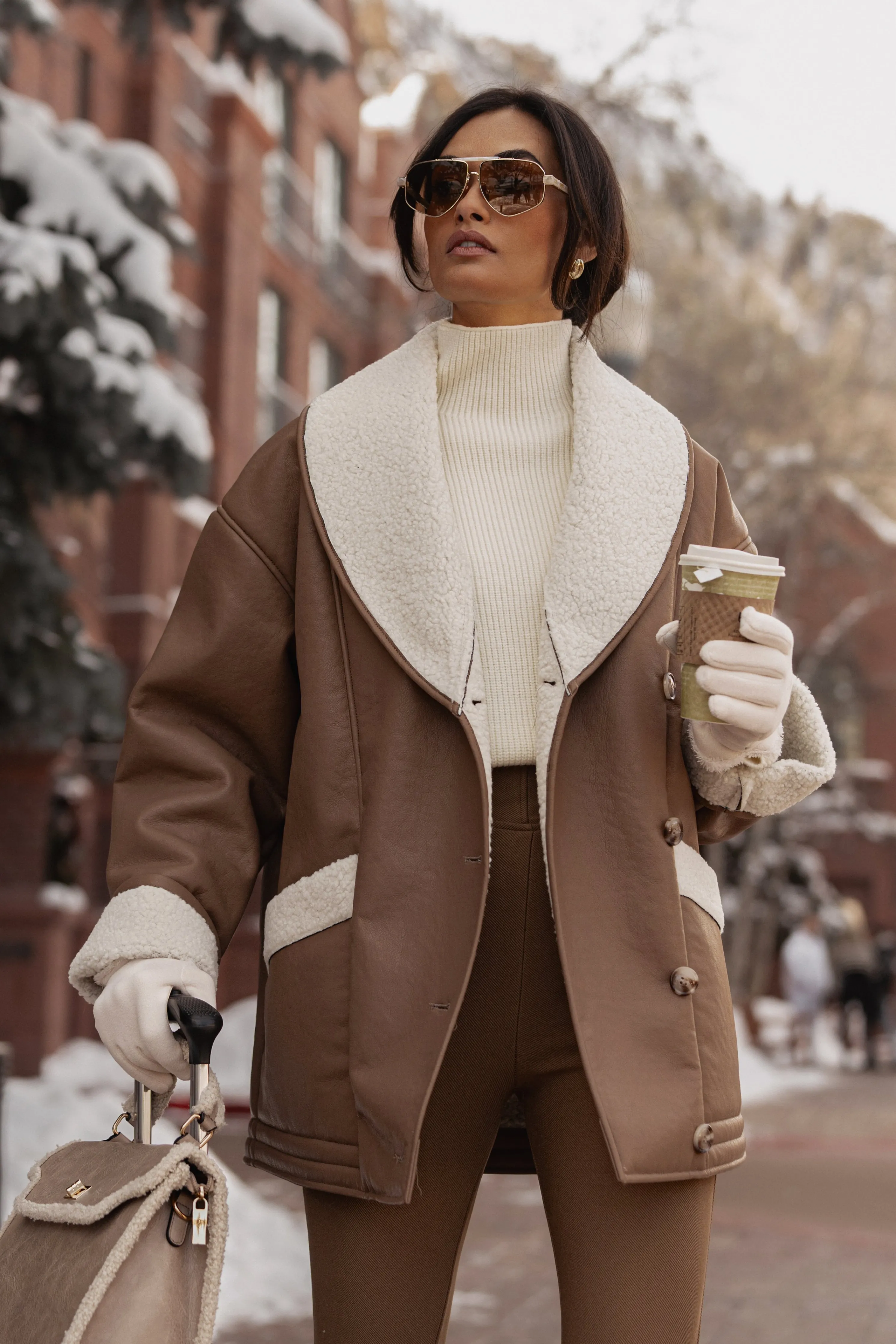 Tan Presley Faux Leather Coat