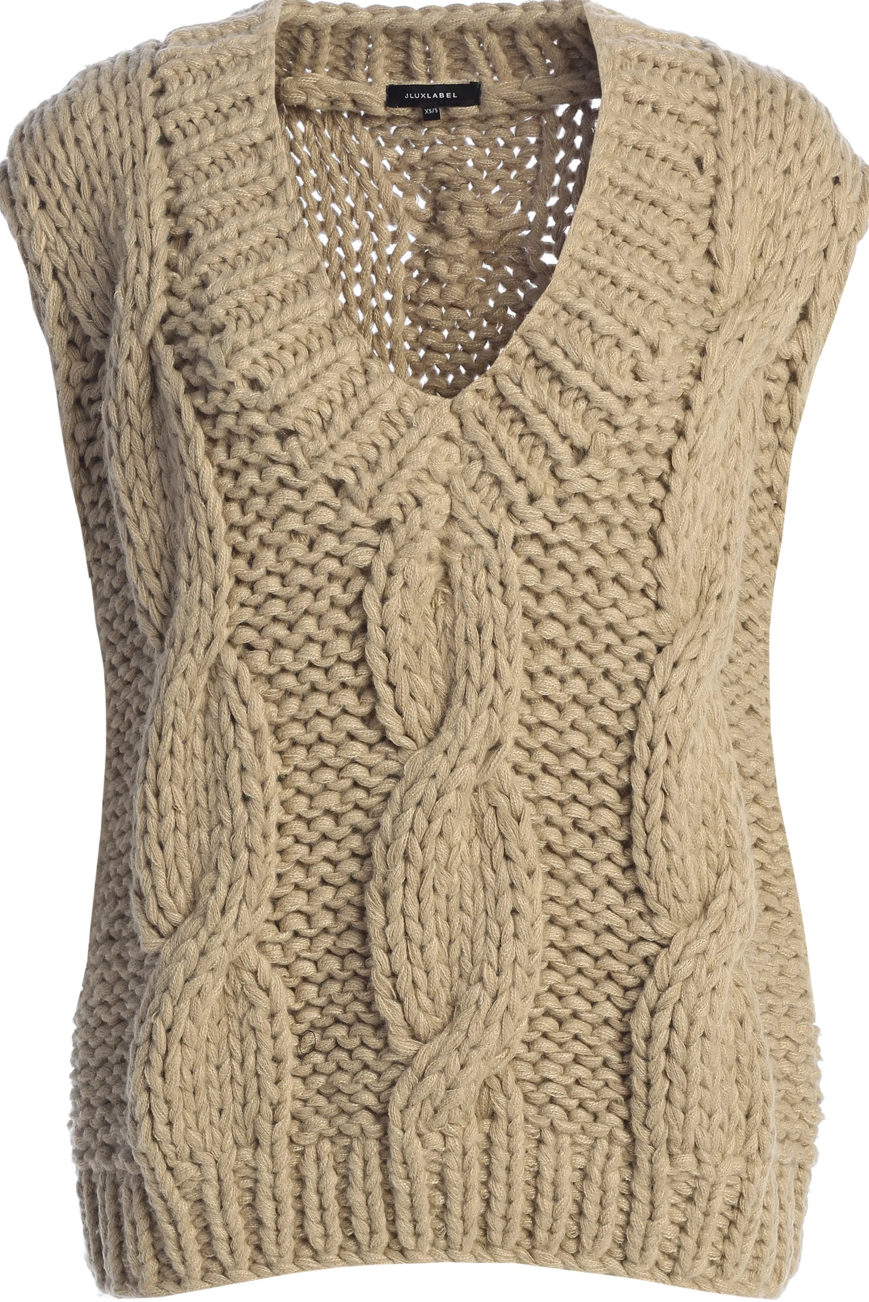 Taupe Mari Cable Knit Vest