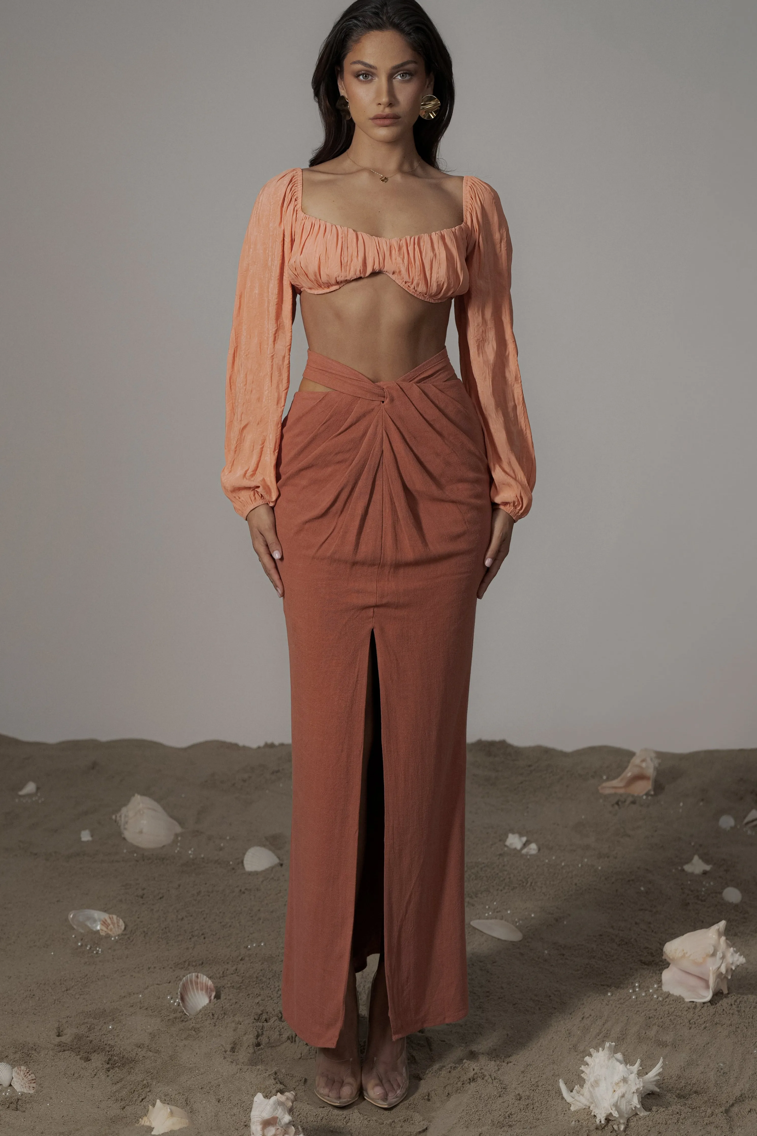 Terra Cotta Dreamland Linen Skirt