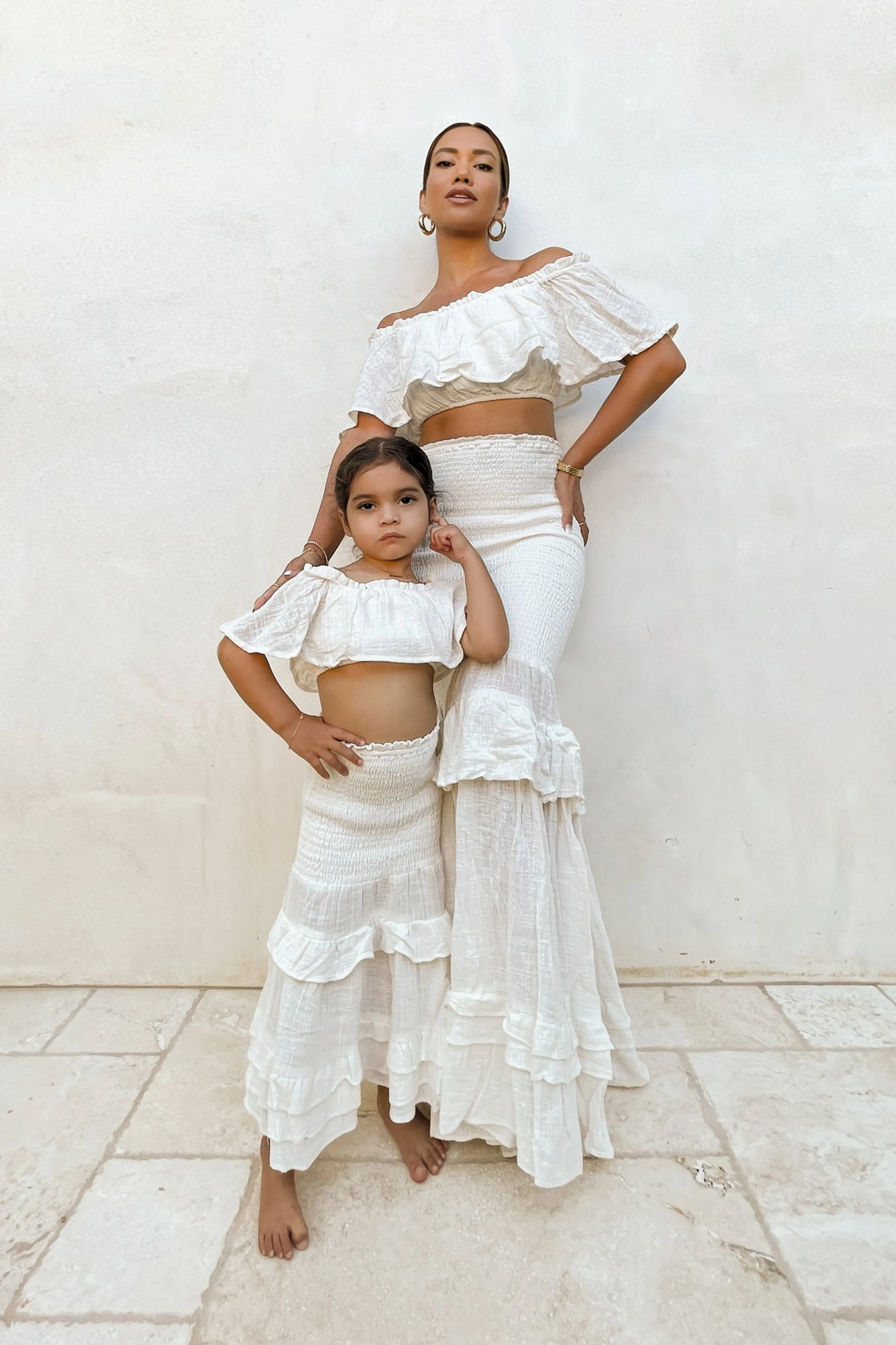 White Emily Ruffled Skirt Set