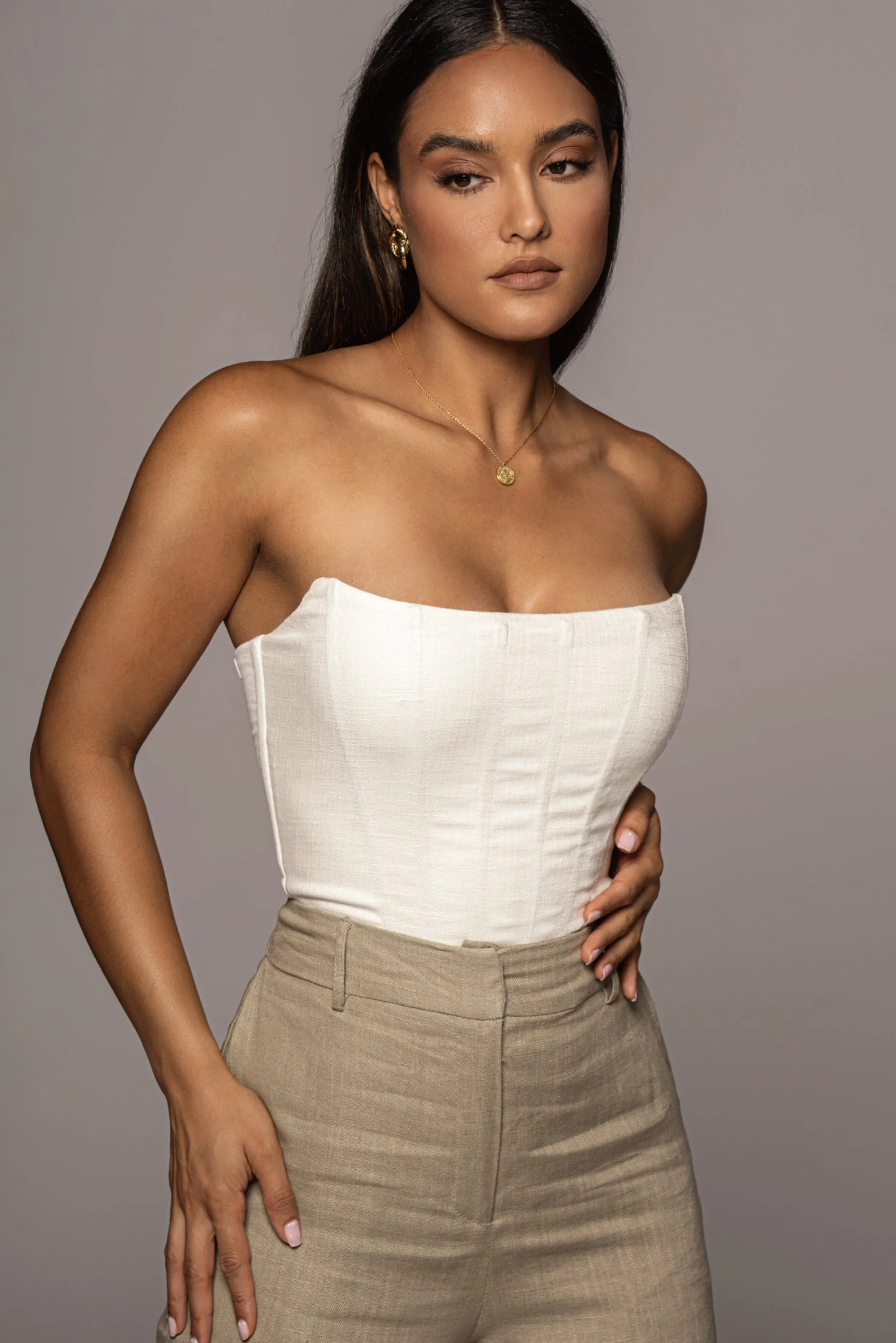 White Fenix Reversible Linen Corset