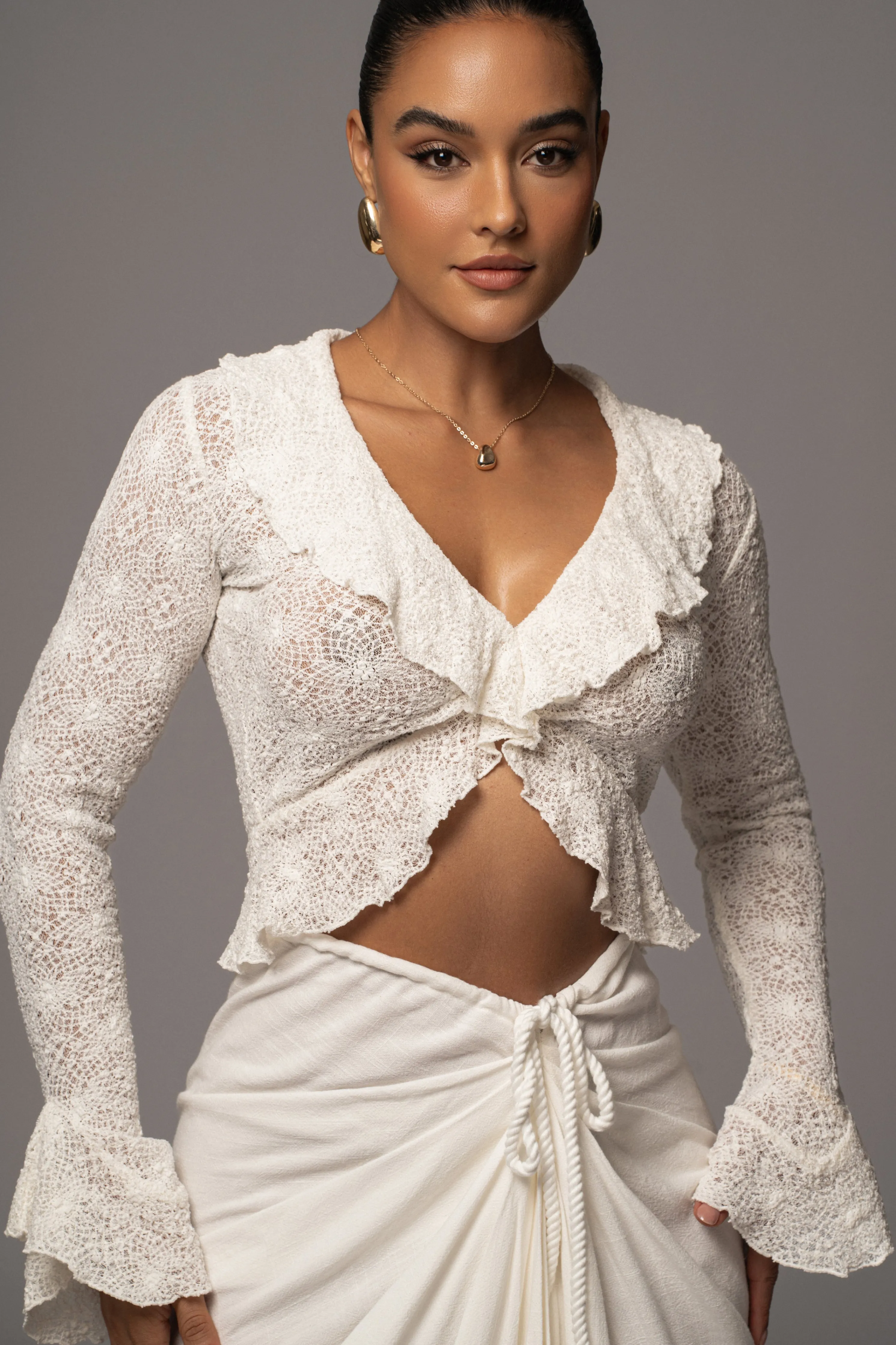 White Rocio Bell Sleeve Top