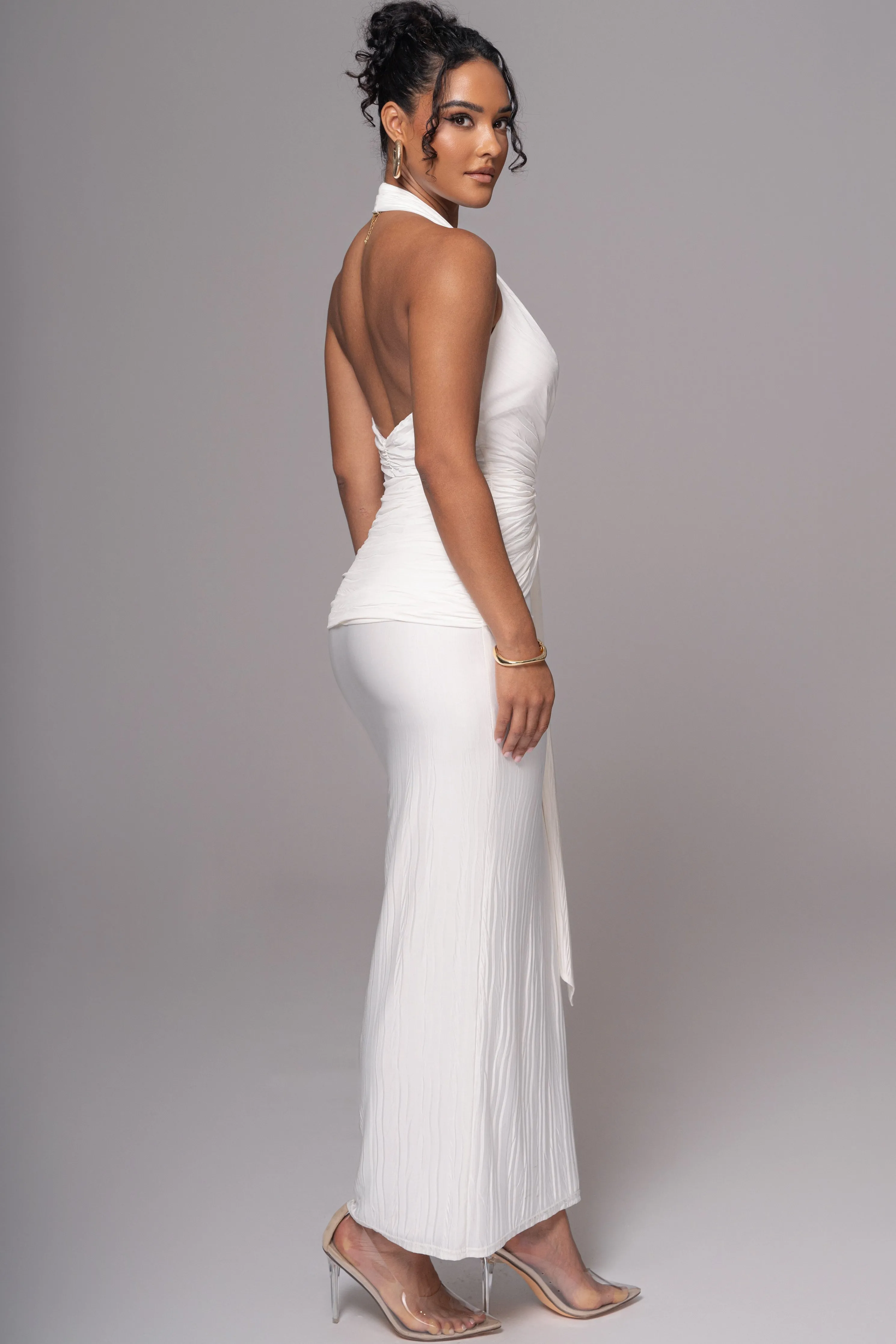 White Under The Moonlight Drape Dress