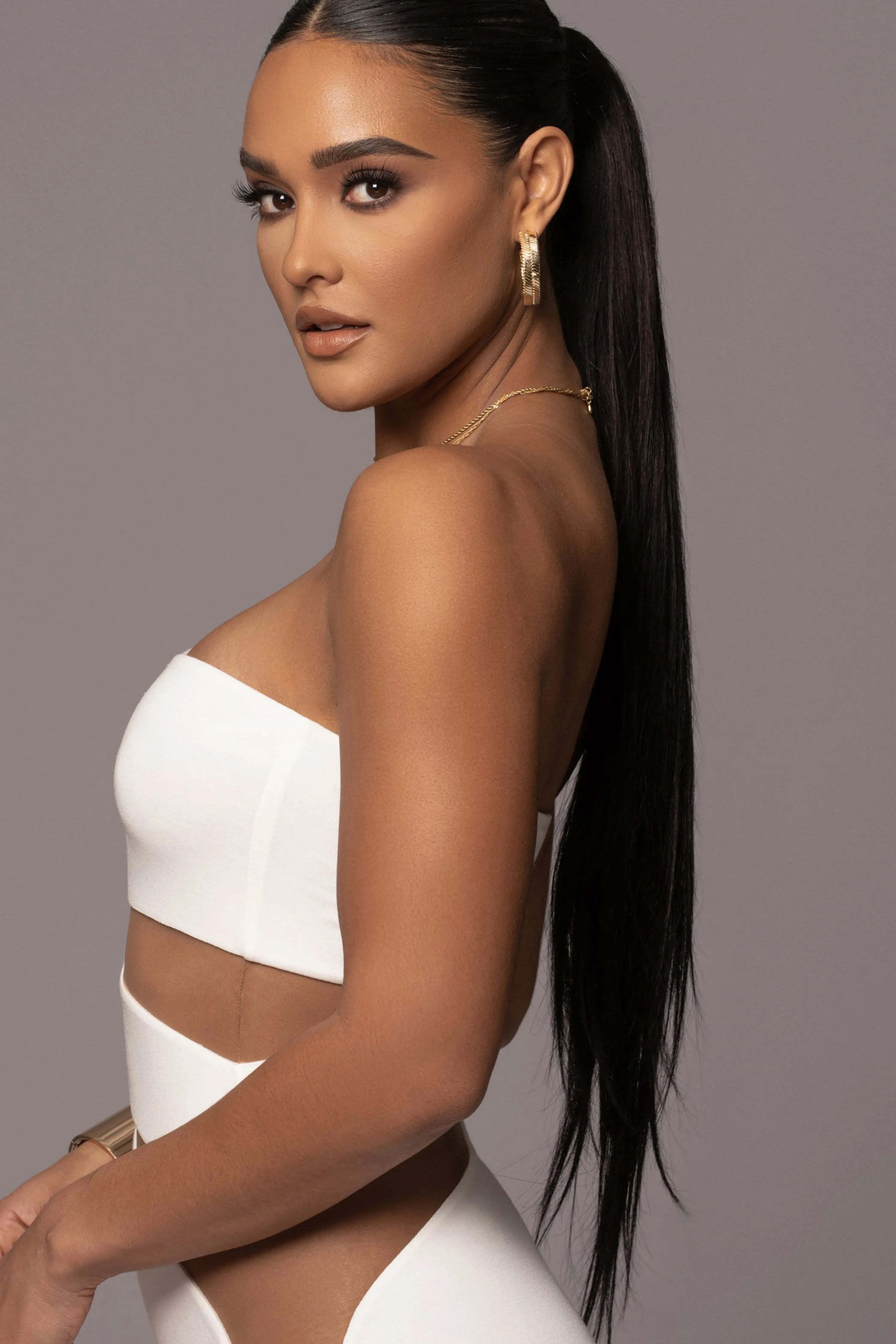 White Unpredictable Midi Dress