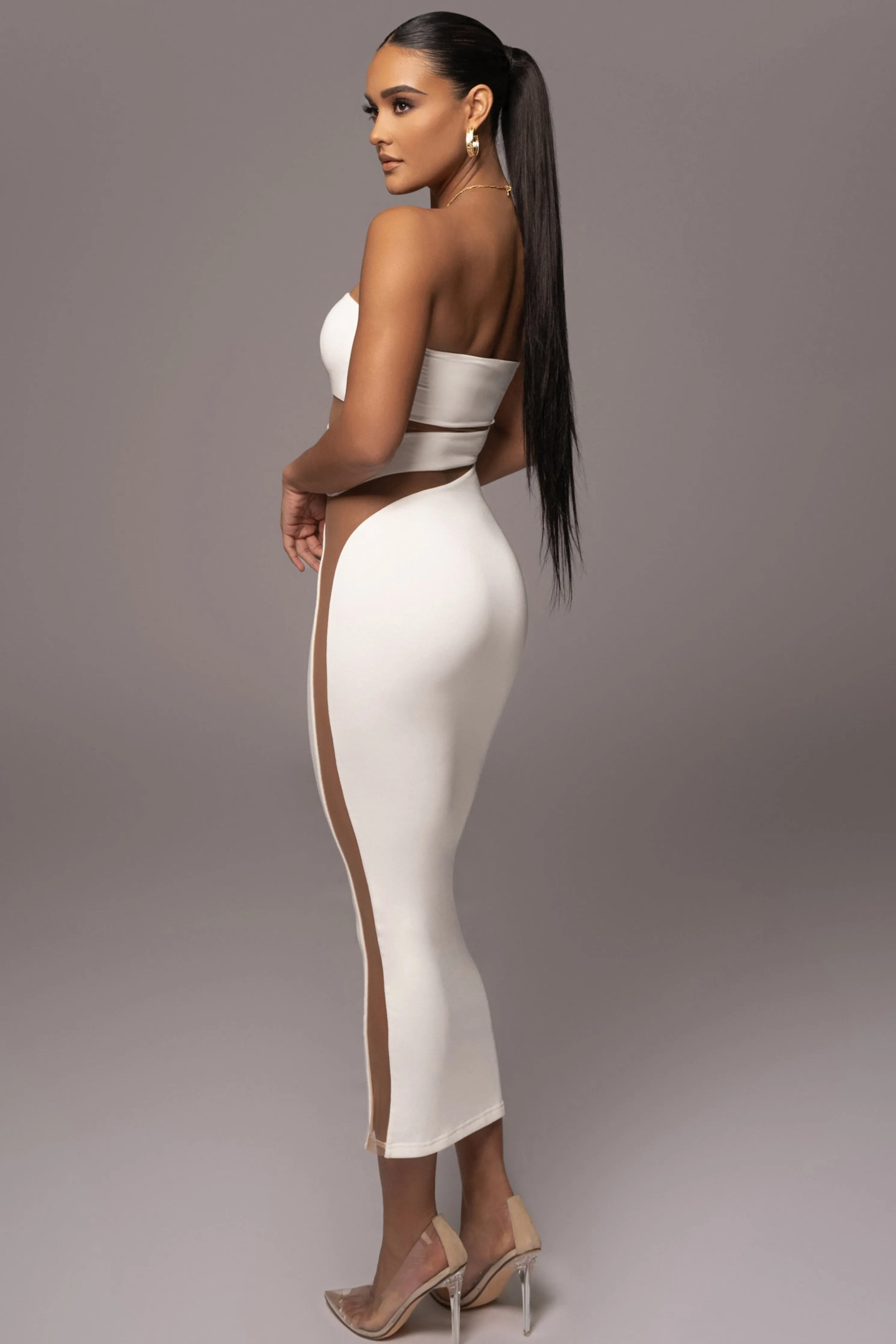 White Unpredictable Midi Dress