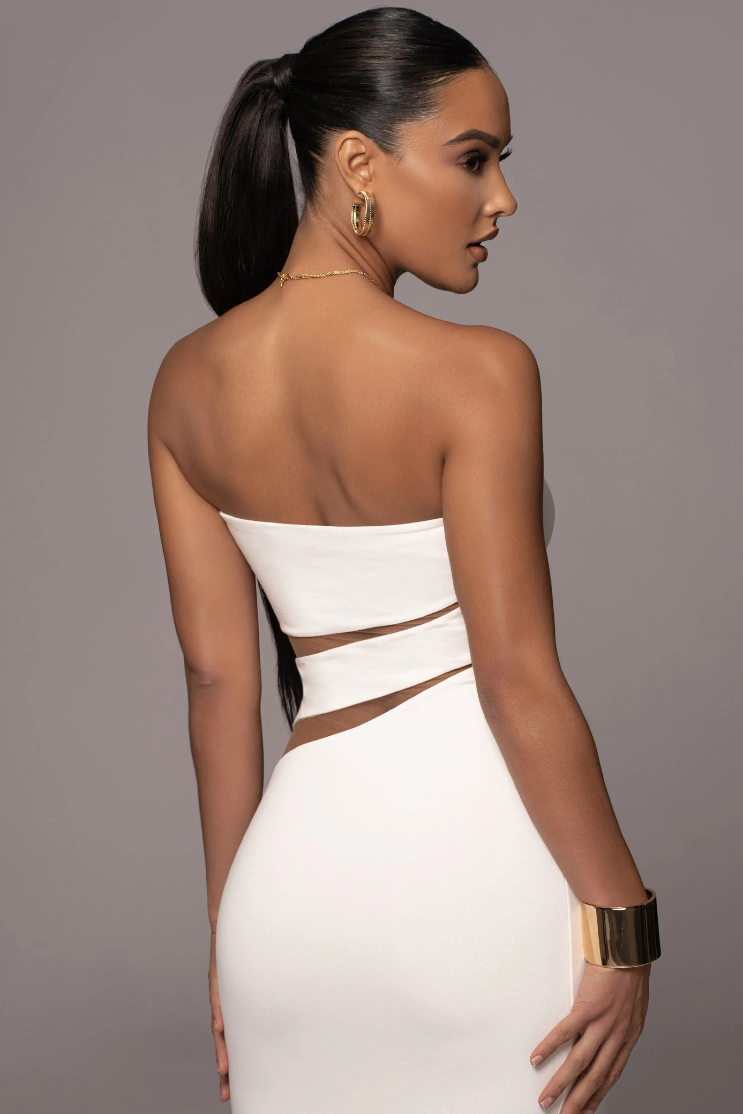 White Unpredictable Midi Dress