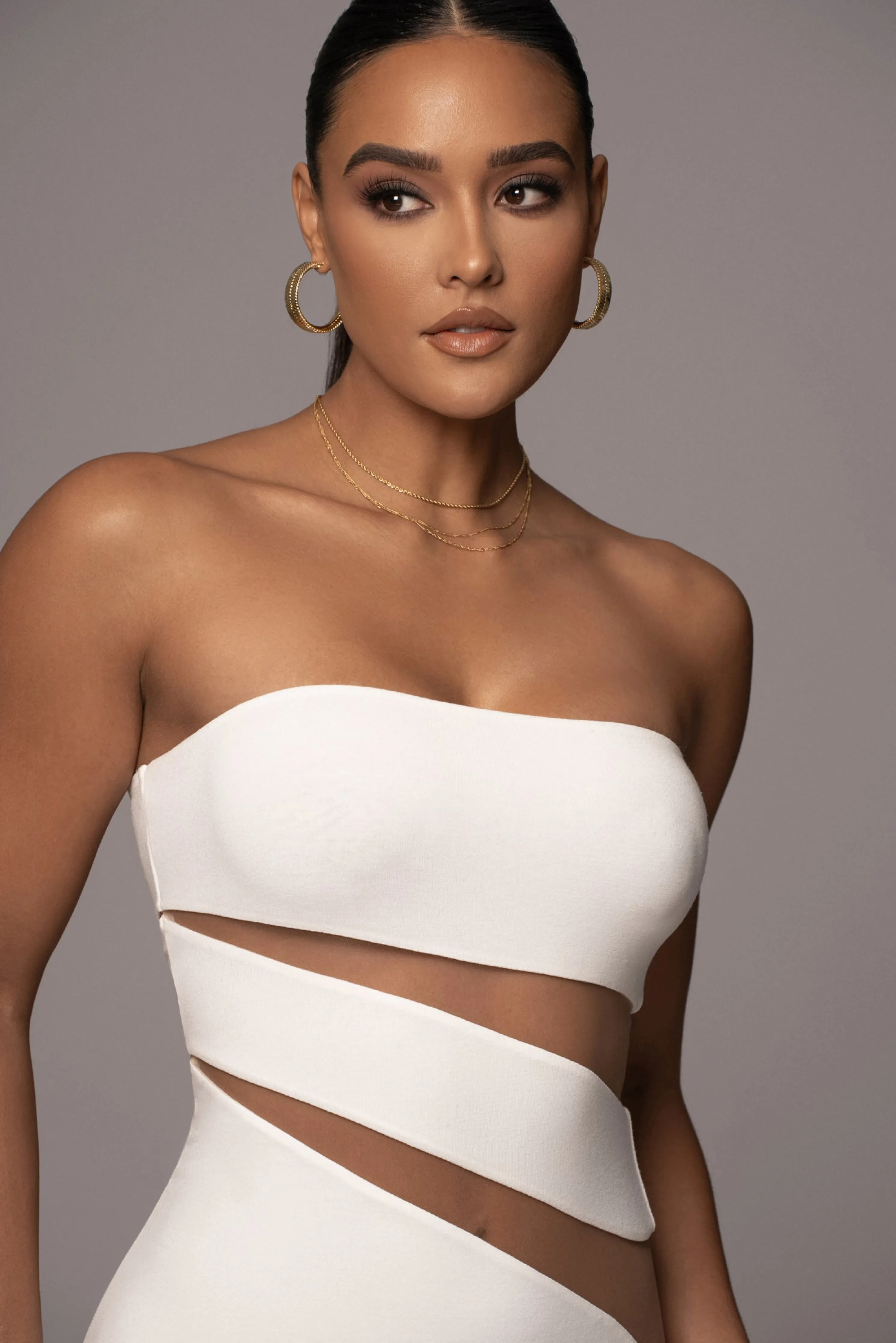 White Unpredictable Midi Dress