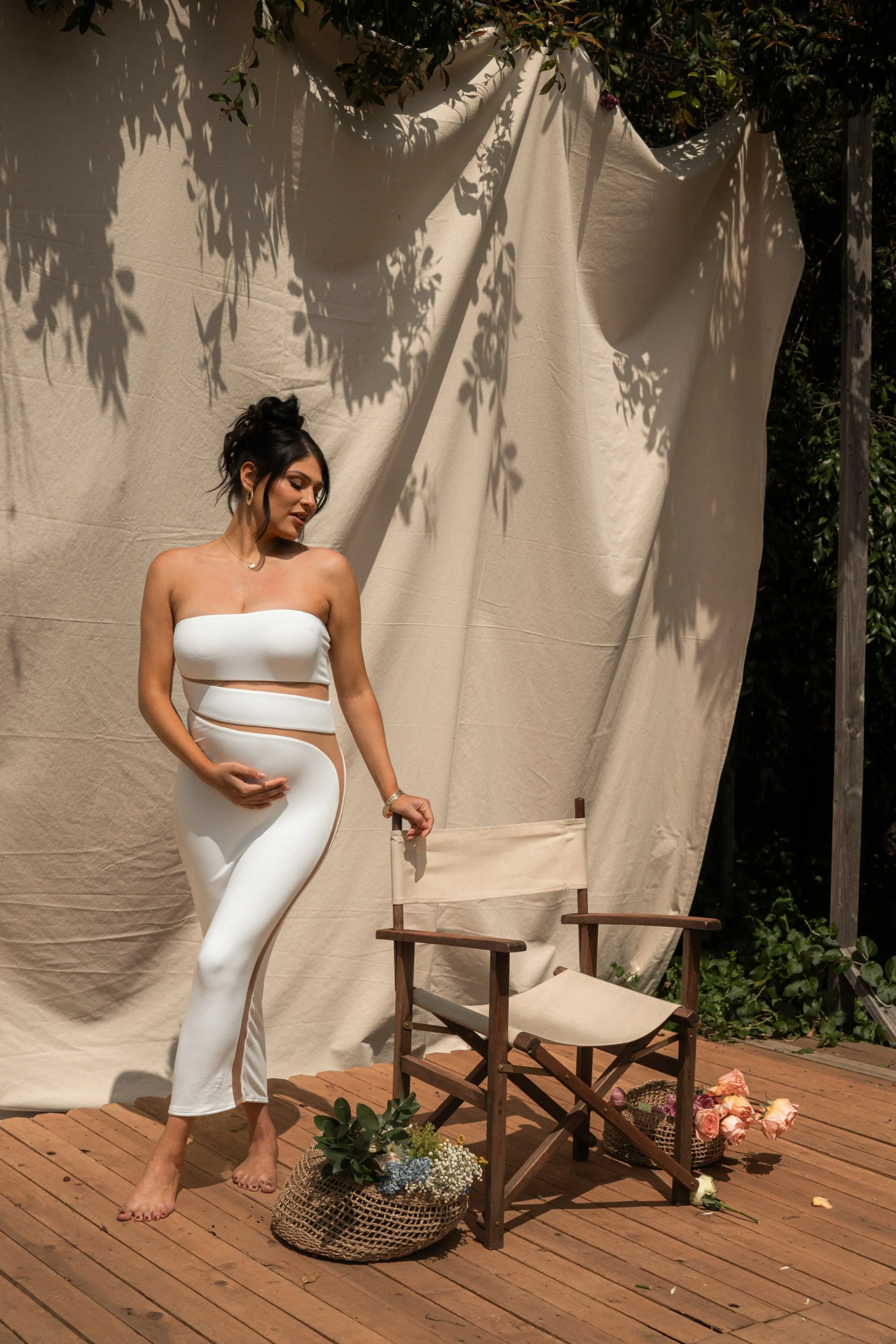 White Unpredictable Midi Dress