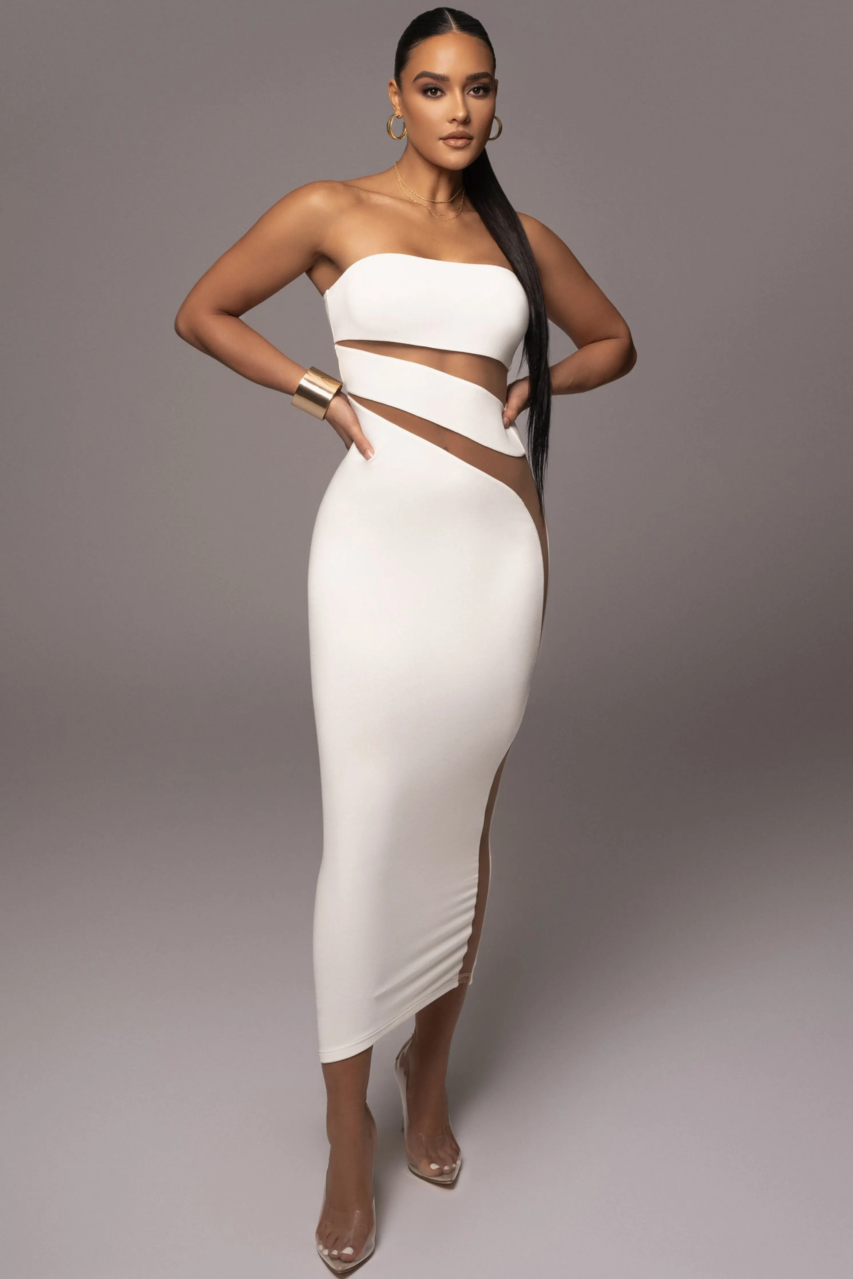 White Unpredictable Midi Dress