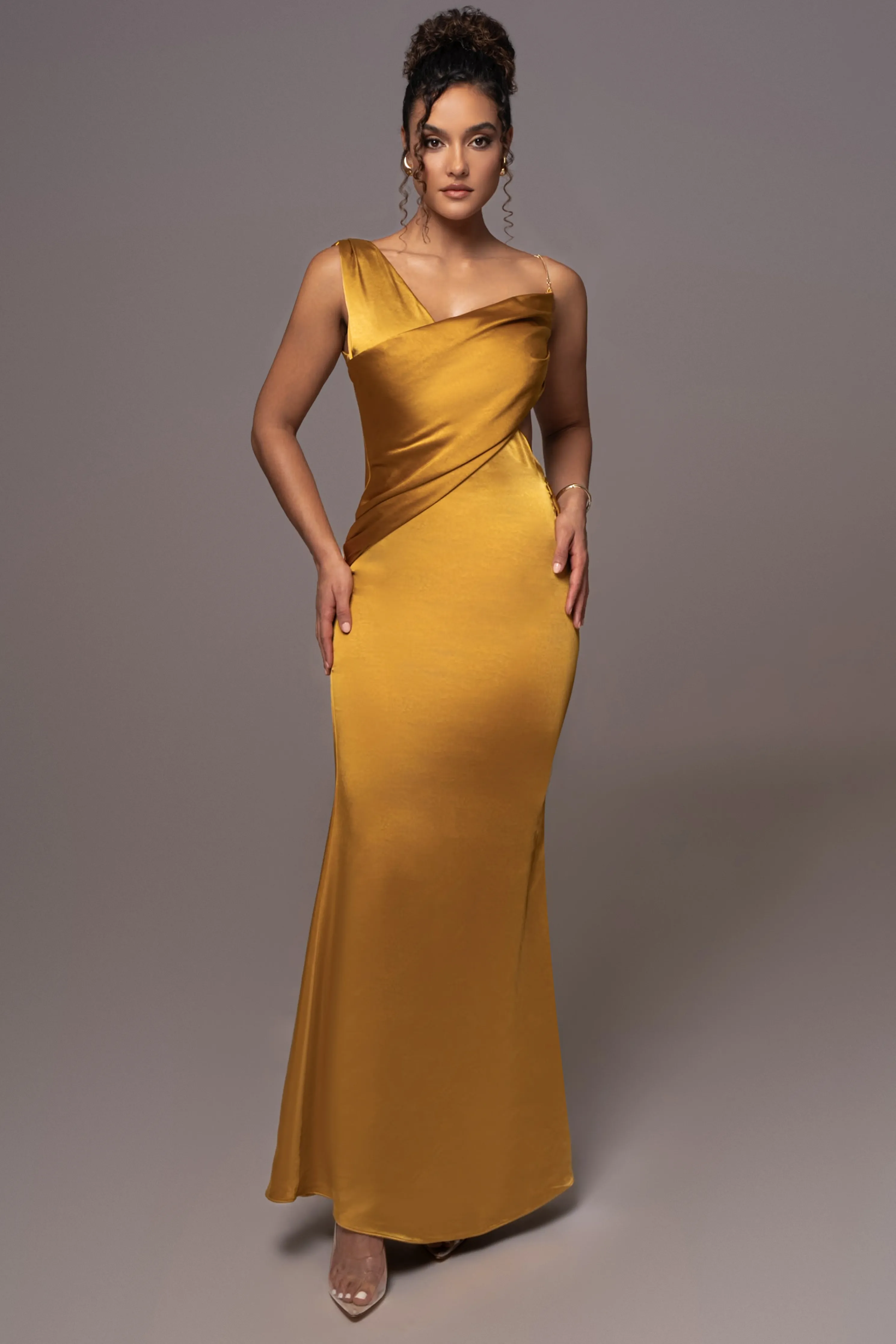 Yellow Satin Belle Maxi Dress